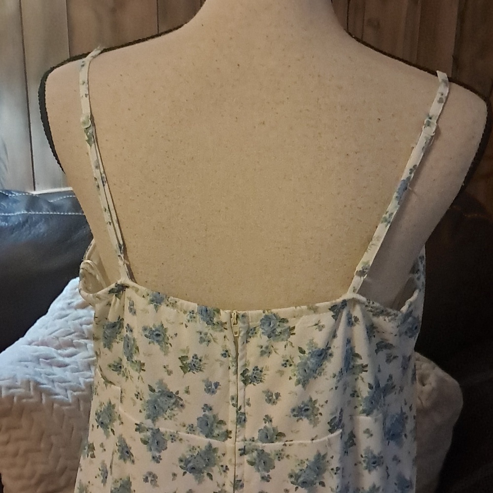 Arula Floral Print Bow Front Empire Waist Mini Slip Sundress Adjustable Straps — image 6 of 8